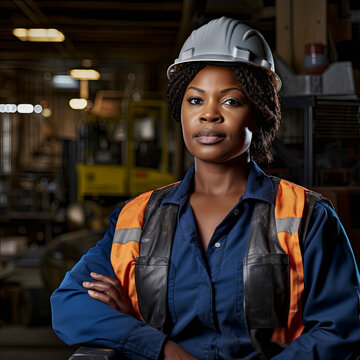 Lifestyle Photo Female African American Blue Collar Worker.