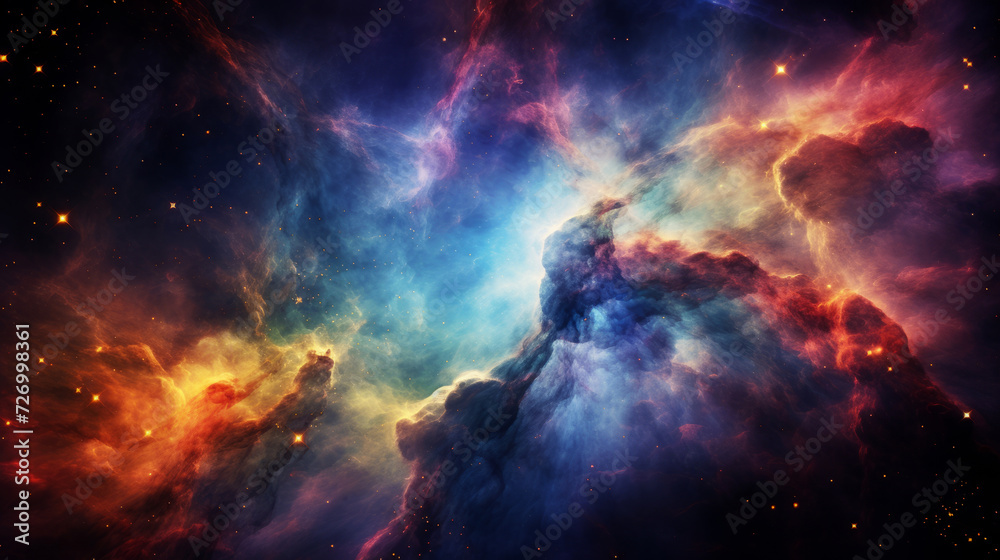 Wall mural colorful space nebula with stars and cosmic dust in the universe