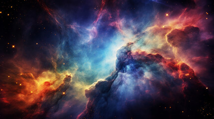 Colorful space nebula with stars and cosmic dust in the universe