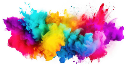 Vibrant color explosion: Abstract artistic cloud of colorful powder - obrazy, fototapety, plakaty