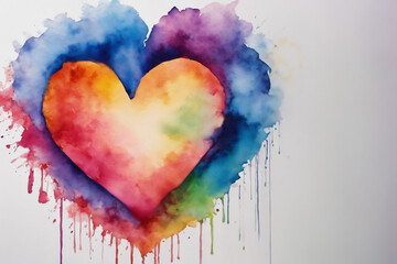 Abstract heart on white background, painting