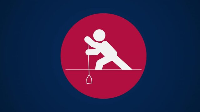 Pictograma de los Juegos Ol&iacute;mpicos de lado derecho con el deporte pirag&uuml;ismo en esprint en fondo azul. 