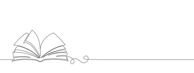 continous line art illustration of open book. Editable stroke vector eps © sense
