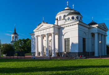St. Sophia (Ascension) Cathedral and bell tower in the city of Pushkin (Tsarskoye Selo)