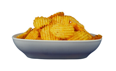 bowl of potato chips isolated