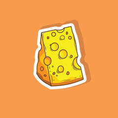 Vector illustration of cheese sticker 