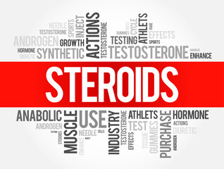 Steroids word cloud collage, health concept background