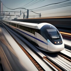 Fototapeta premium Low-carbon transportation: A high-speed electric train connecting cities3