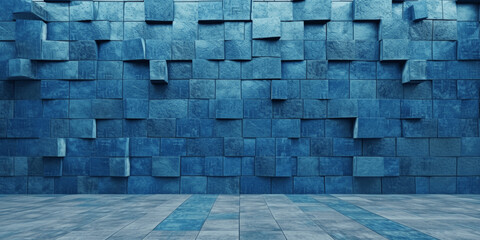 Vintage aged blue brick wall texture, dark blue brick wall, wallpaper - obrazy, fototapety, plakaty