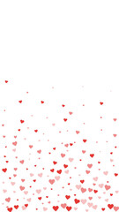Red hearts scattered on white background.