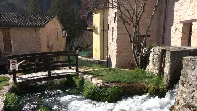Rasiglia. Little town in Umbria region, named "little Venice" and known as "village of streams" for the torrent and waterfalls that cross the old center.