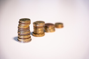 close up of coin piles