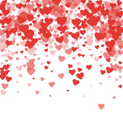 Red hearts scattered on white background.