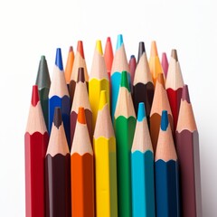Fototapeta premium Colored crayons on a white background. Generative AI.
