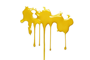 a high quality stock photograph of a single yellow ink stain isolated on a white background