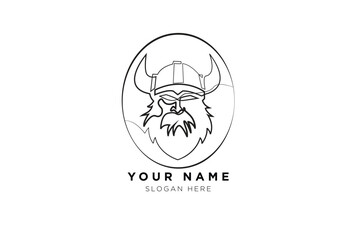 viking head logo template.vector of viking head in circle.simple viking logo icon