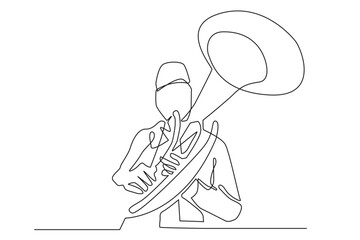 tanjidor continuous line.single line vector of indonesian tanjidor culture