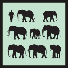 Elephant silhouette set