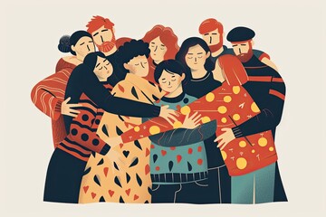 group of people hugging and holding hands