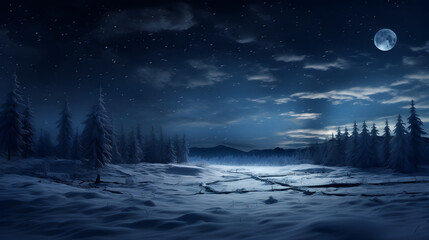 Spooky night, dark forest, mystery landscape, winter horror, moonlight fantasy Free Photo,,
Night Winter background Forest and snow in dark colors Copy space Place for text Horizontal format

