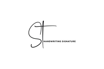 ST initials Handwriting signature logo. ST Hand drawn Calligraphy lettering Vector. ST letter real estate, beauty, photography letter logo design.