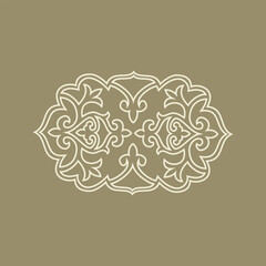 Vintage ornate linear ornaments in Kazakh traditional style. Asian floral designs. Abstract Asian elements of the national pattern of the ancient nomads of the Kyrgyz, Mongols, Kazakhs, Tatars.