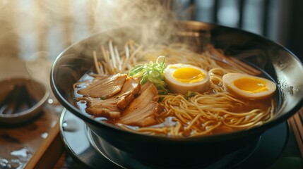 delicious japanese ramen noodles on the table