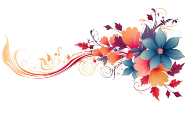 Abstract Floral Corner Design Isolated on transparent background.