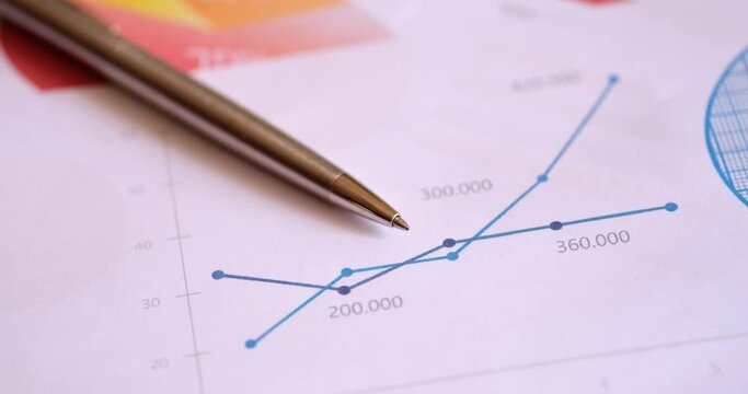 Business chart with pen marketing and analytics. Financial report and statistics concept