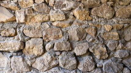 The use of natural stone in the design of the exterior, cobblestones in cement concrete as part of the exterior wall, stone texture of a fragment of an old wall or fence