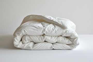 duvet cover made of a white fabric that is folded and stuffed with polyester