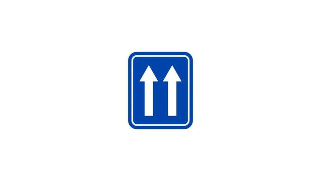 Two arrow traffic sign Icon Animation. Transparent background. 4K Video