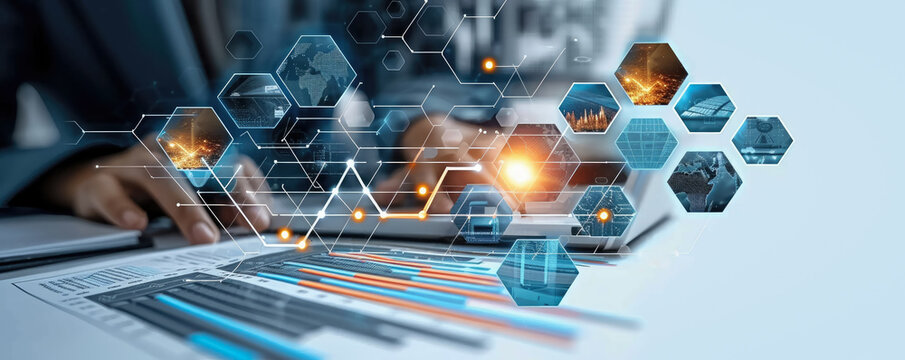 Economic growth on global business network , Business strategy and Digital technology marketing, financial service and manage money