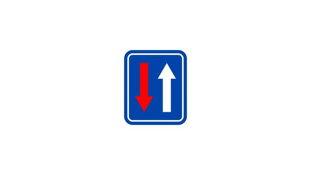 Priority over oncoming traffic Icon Animation. Transparent background. 4K Video
