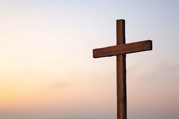 Christian Cross Silhouette at Dawn