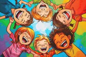kids laughing together in a circle