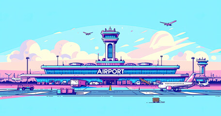 Fototapeta premium Flat Vector Airport