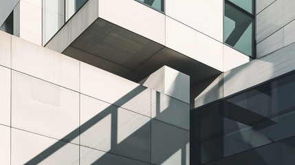 Obraz premium Minimalist office building with simplified geometric shapes. Concept of corporate business