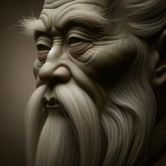 Portrait of an ancient Chinese philosopher, close-up