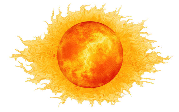 Artistic View of the Sun Isolated on transparent background.