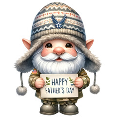 Obraz premium Gnome Father's Day Watercolor Clipart Illustration