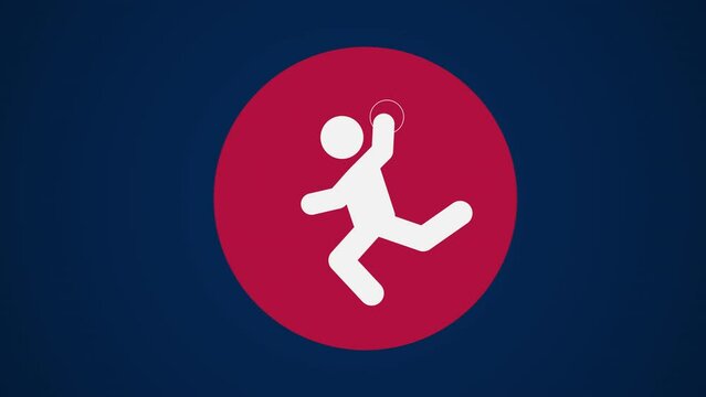 Pictograma de los Juegos Ol&iacute;mpicos de lado derecho con el deporte balonmano en fondo azul. 