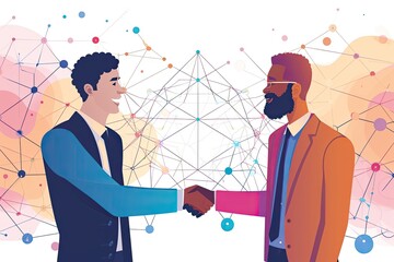 two business men are shaking hands after meeting for the first time