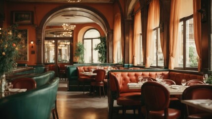 An empty restaurant. Generative AI.