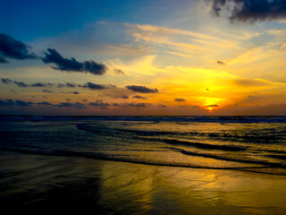 Fototapeta na wymiar sunset of JEJU island.