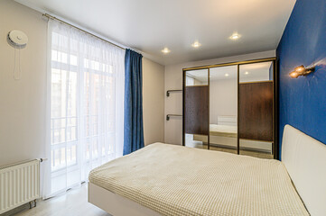 standard room interior apartment. view kind of decor home decoration in hostel house for sale, bedroom with bed, a cozy place to sleep and relax
