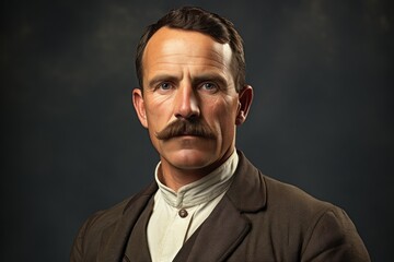 Fototapeta premium mustachioed man in the style of the early twentieth century, portrait