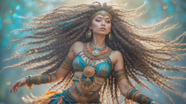 Motion Amazon tribal girl with bohemian style