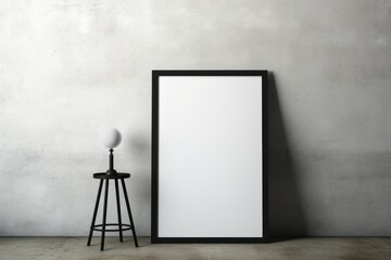 black empty poster frame near the wall, template, mockup, minimalism