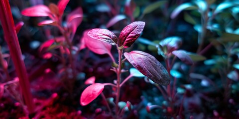 Fototapeta premium Glowing Pink Foliage Under LED Light